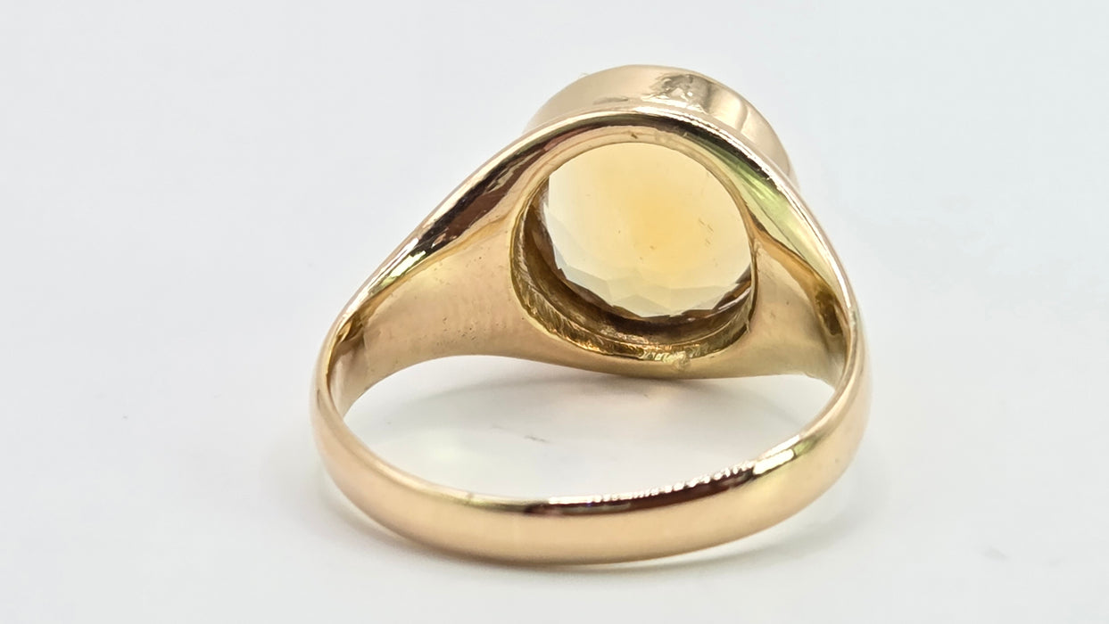 Antique: 15ct Yellow Gold Citrine Solitaire Ring — Pre 1932