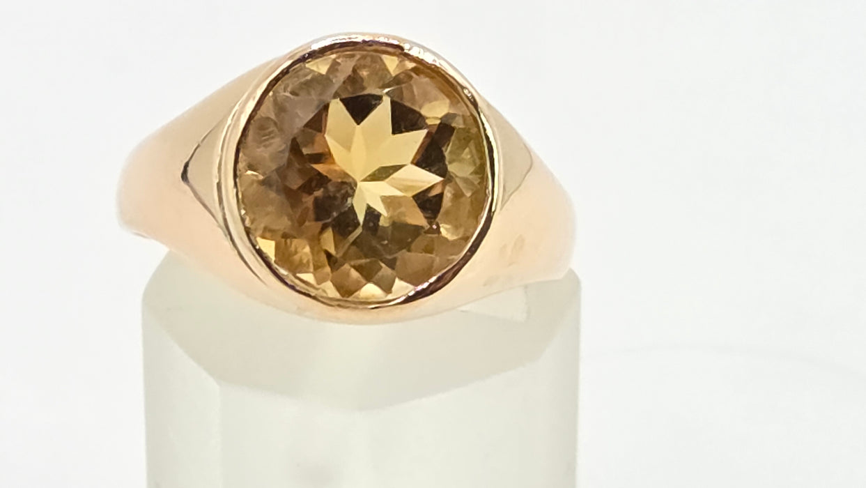Antique: 15ct Yellow Gold Citrine Solitaire Ring — Pre 1932