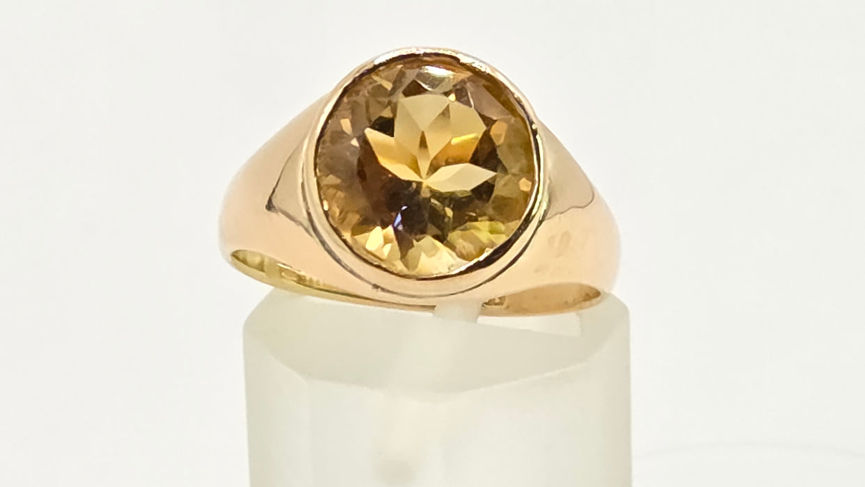 Antique: 15ct Yellow Gold Citrine Solitaire Ring — Pre 1932