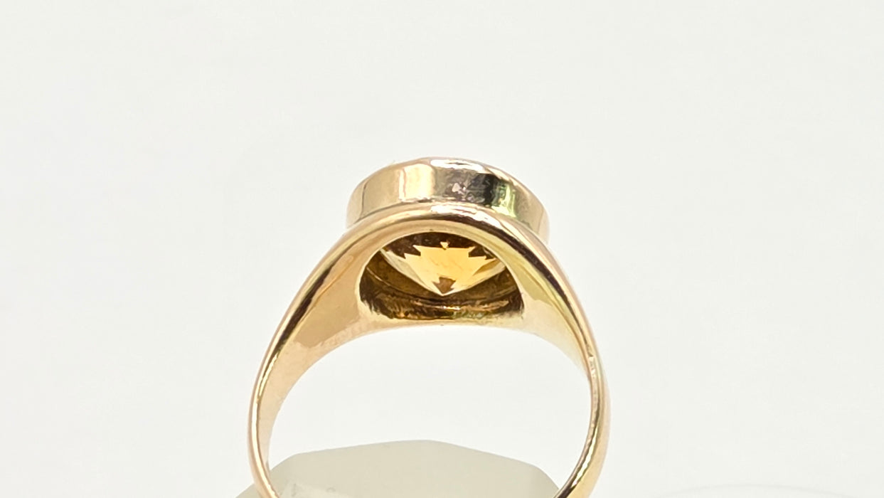 Antique: 15ct Yellow Gold Citrine Solitaire Ring — Pre 1932