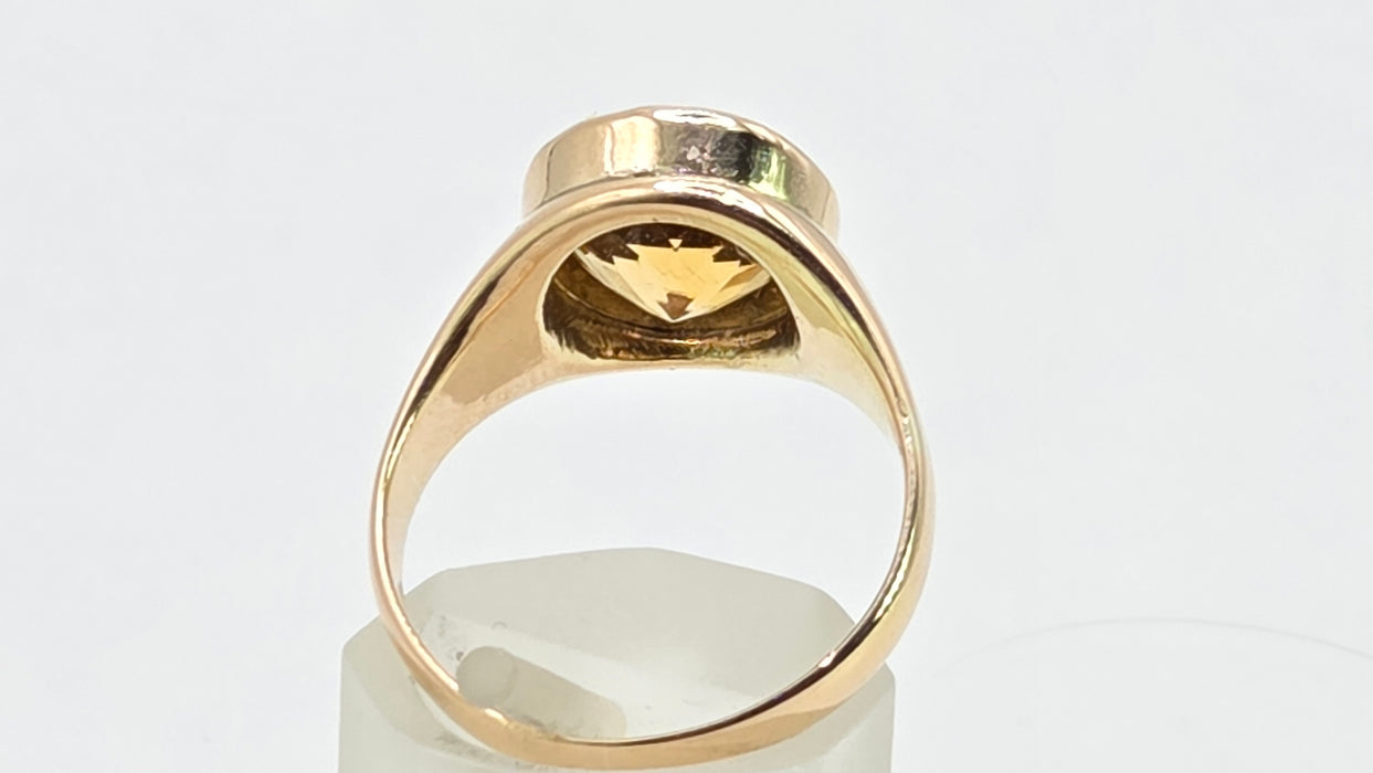 Antique: 15ct Yellow Gold Citrine Solitaire Ring — Pre 1932