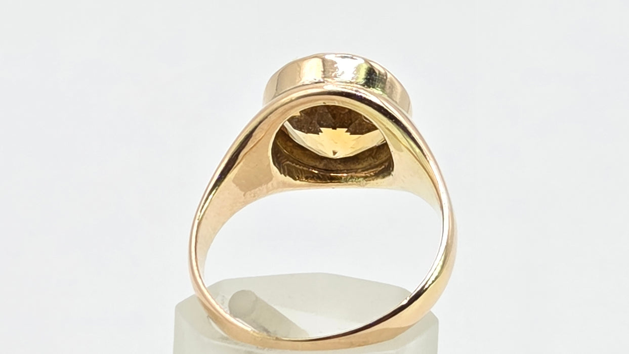 Antique: 15ct Yellow Gold Citrine Solitaire Ring — Pre 1932