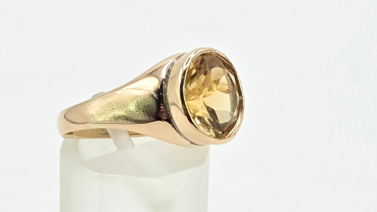 Antique: 15ct Yellow Gold Citrine Solitaire Ring — Pre 1932