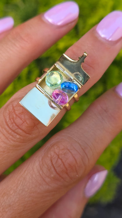 Antique: 18ct Yellow Gold Art Deco Blue Enamel Secret Compartment/ Poison Ring
