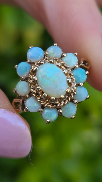Vintage: 9ct Yellow Gold Opal Cluster Ring — From 1991