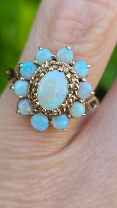 Vintage: 9ct Yellow Gold Opal Cluster Ring — From 1991