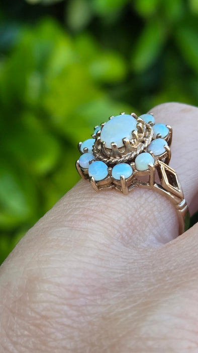 Vintage: 9ct Yellow Gold Opal Cluster Ring — From 1991
