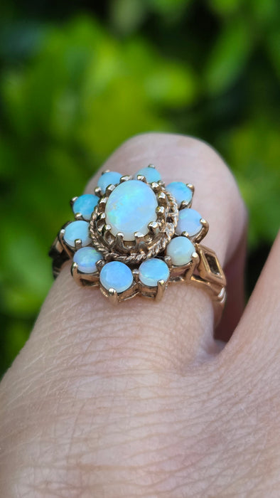 Vintage: 9ct Yellow Gold Opal Cluster Ring — From 1991
