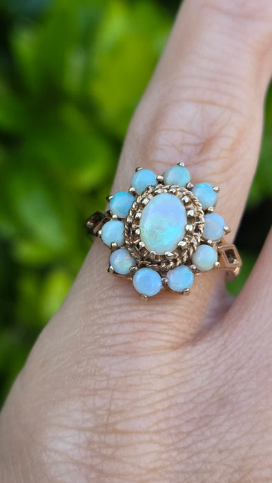 Vintage: 9ct Yellow Gold Opal Cluster Ring — From 1991