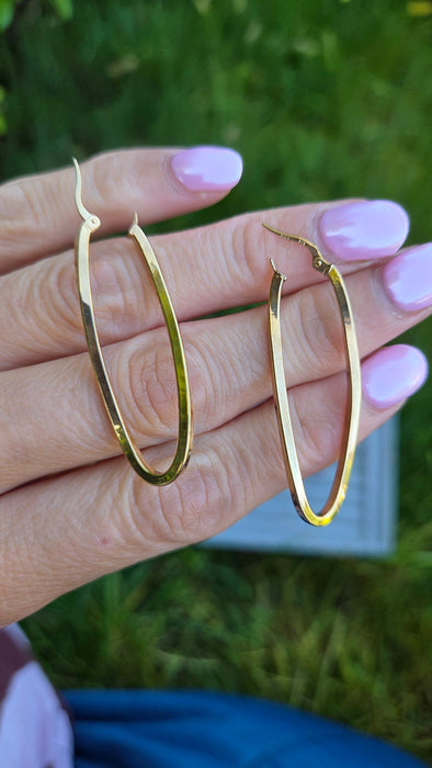 Vintage: 9ct Yellow Gold Twist Drop Hoop Earrings