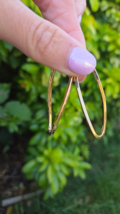 Vintage: 9ct Yellow Gold Twist Drop Hoop Earrings