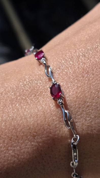 Vintage: 14ct White Gold Ruby & Diamond Bracelet
