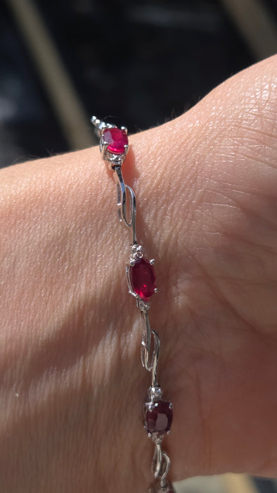 Vintage: 14ct White Gold Ruby & Diamond Bracelet