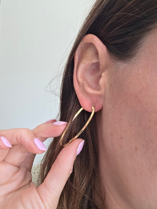 Vintage: 9ct Yellow Gold Twist Drop Hoop Earrings