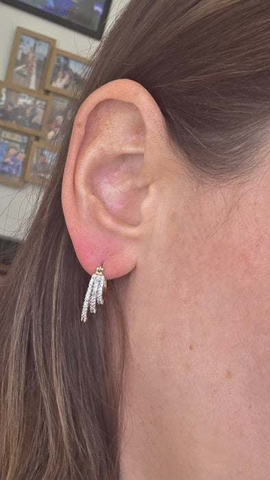 Vintage: 9ct Yellow Gold Diamond Triple Hoop Earrings