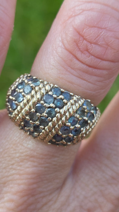 Vintage: 9ct Yellow Gold Green Topaz Statement Dress Ring