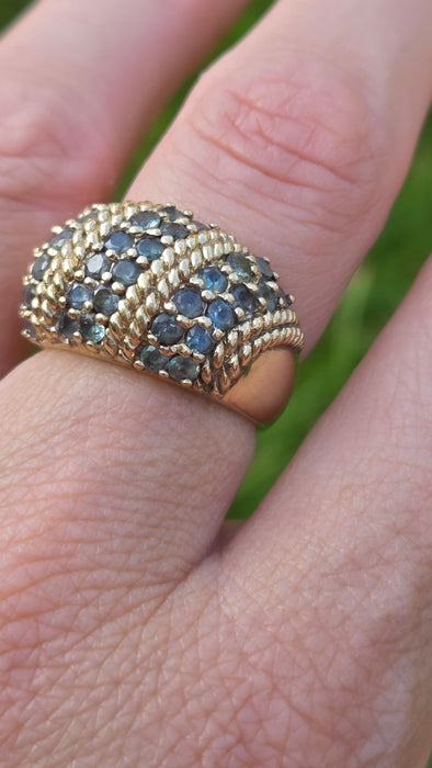Vintage: 9ct Yellow Gold Green Topaz Statement Dress Ring