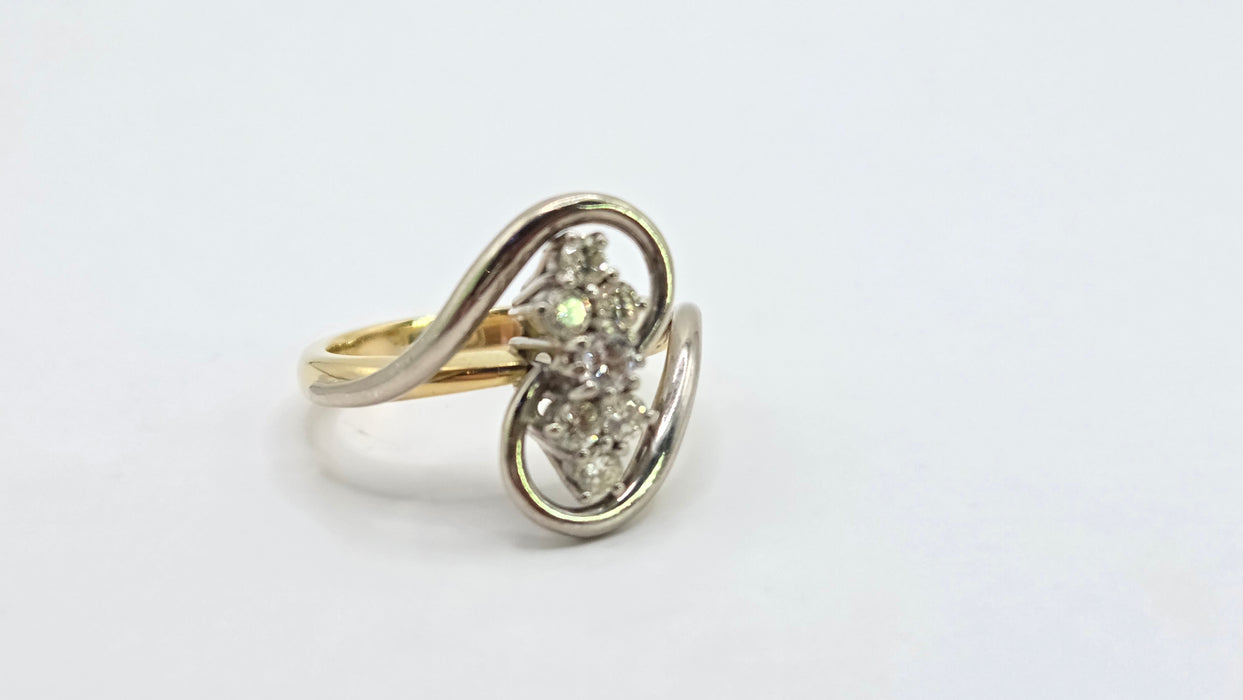 Vintage: 18ct Yellow & White Gold Diamond Figure of Eight Ring — 0.70ct