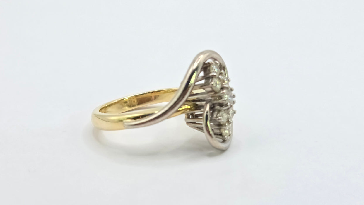 Vintage: 18ct Yellow & White Gold Diamond Figure of Eight Ring — 0.70ct