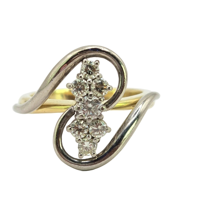 Vintage: 18ct Yellow & White Gold Diamond Figure of Eight Ring — 0.70ct