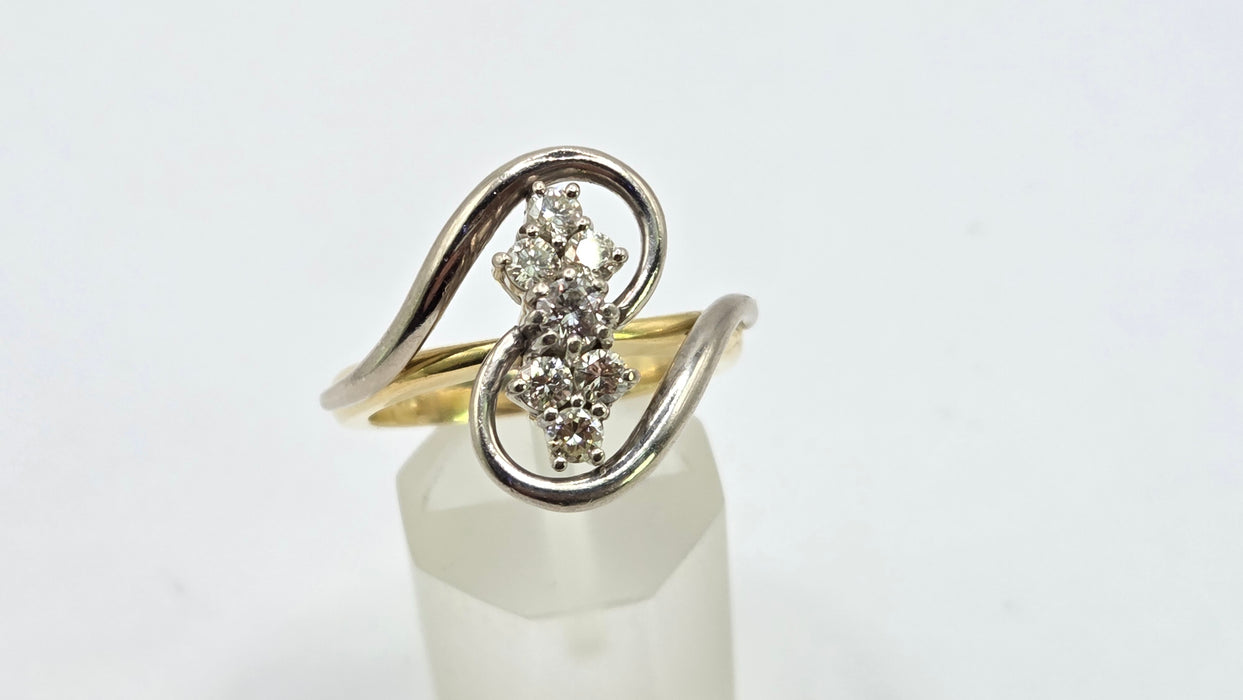 Vintage: 18ct Yellow & White Gold Diamond Figure of Eight Ring — 0.70ct