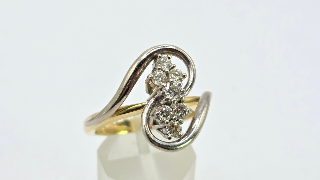 Vintage: 18ct Yellow & White Gold Diamond Figure of Eight Ring — 0.70ct