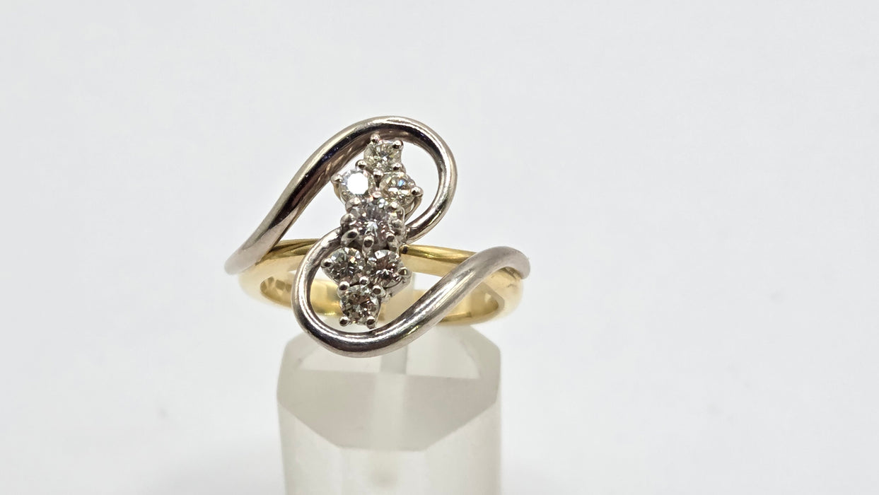 Vintage: 18ct Yellow & White Gold Diamond Figure of Eight Ring — 0.70ct