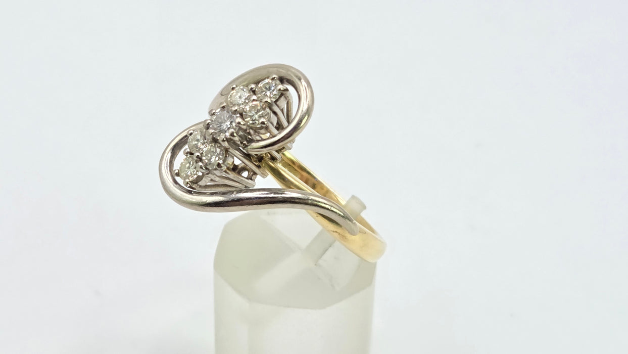 Vintage: 18ct Yellow & White Gold Diamond Figure of Eight Ring — 0.70ct