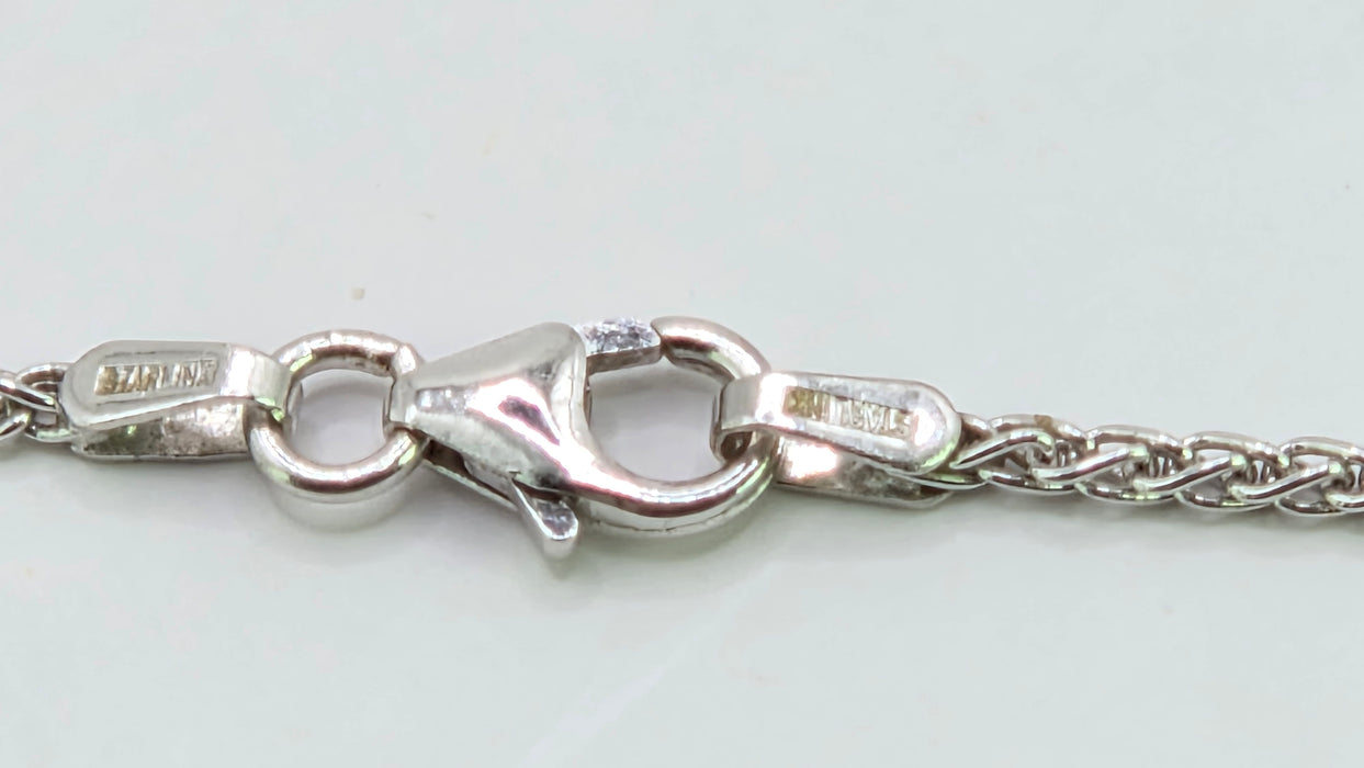 Vintage: 18ct White Gold Sapphire & Diamond Cross Pendant & Chain