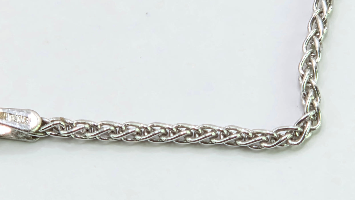 Vintage: 18ct White Gold Sapphire & Diamond Cross Pendant & Chain