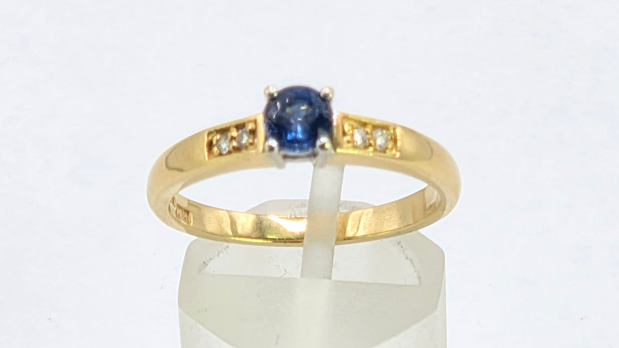 Vintage: 18ct Yellow Gold Sapphire & Diamond Dress Ring — From 1995
