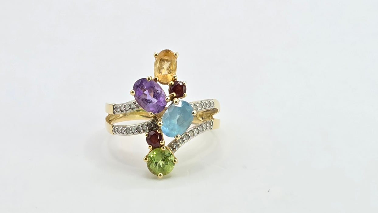 Vintage: 18ct Yellow Gold Multi-Gemstone Cocktail Ring — 2.71ct