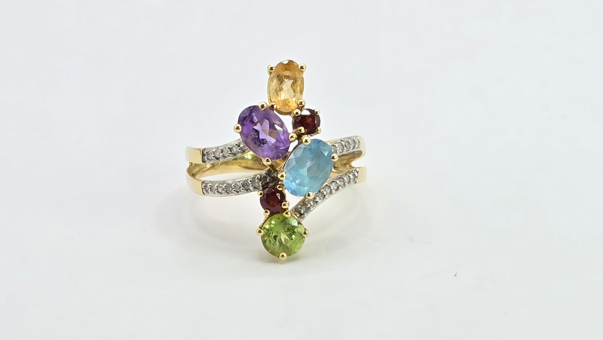 Vintage: 18ct Yellow Gold Multi-Gemstone Cocktail Ring — 2.71ct