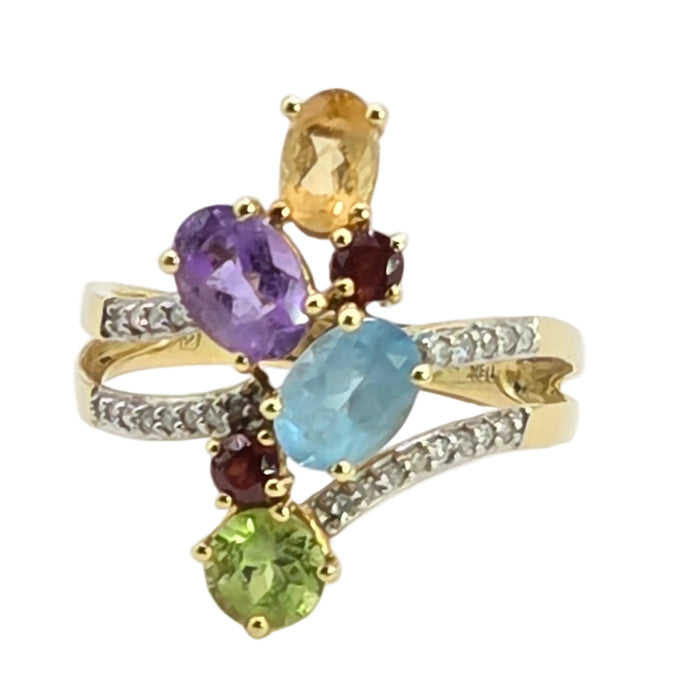 Vintage: 18ct Yellow Gold Multi-Gemstone Cocktail Ring — 2.71ct