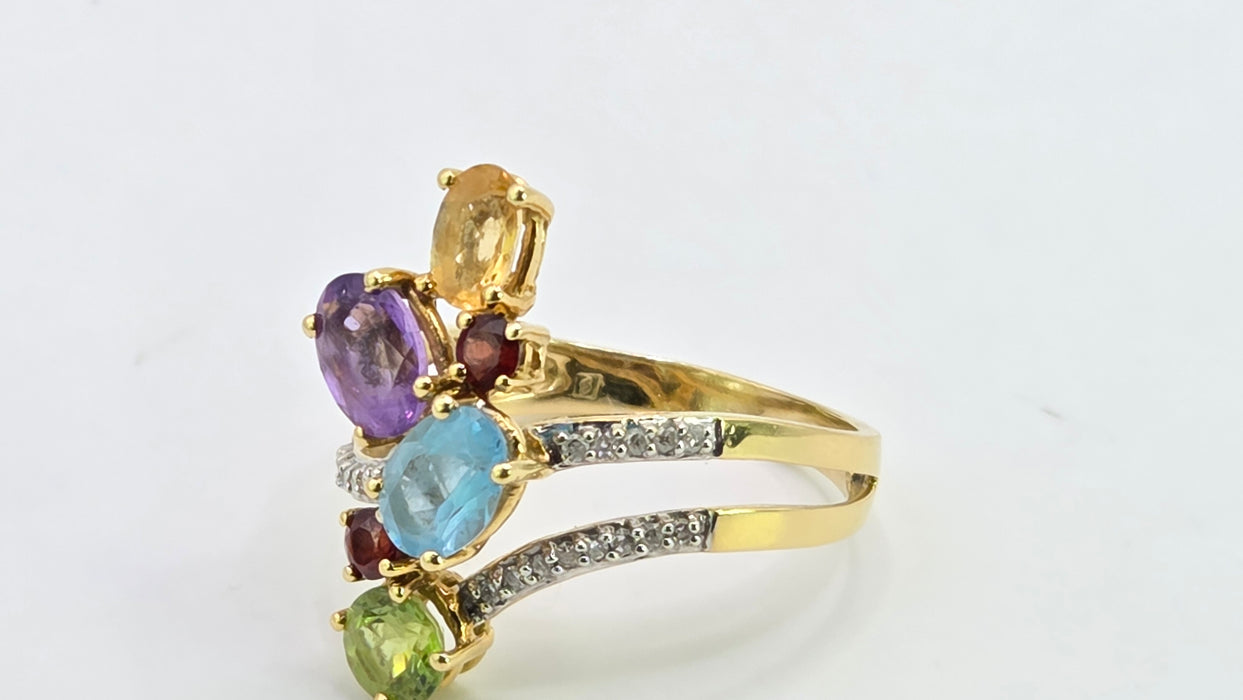 Vintage: 18ct Yellow Gold Multi-Gemstone Cocktail Ring — 2.71ct