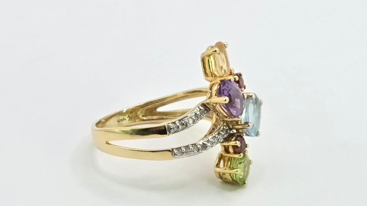 Vintage: 18ct Yellow Gold Multi-Gemstone Cocktail Ring — 2.71ct