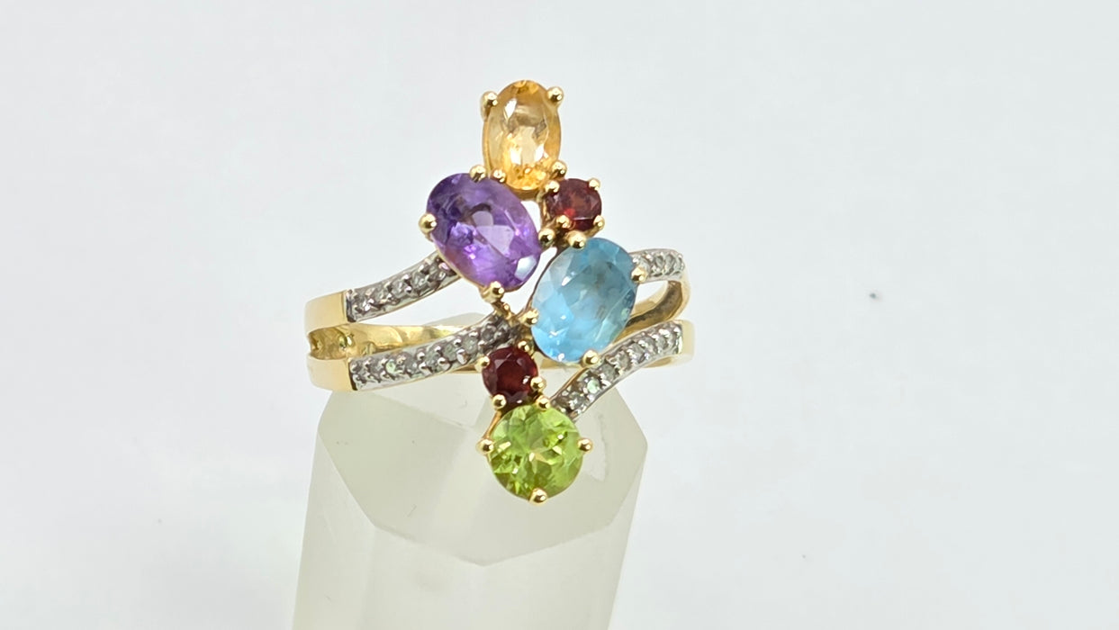 Vintage: 18ct Yellow Gold Multi-Gemstone Cocktail Ring — 2.71ct