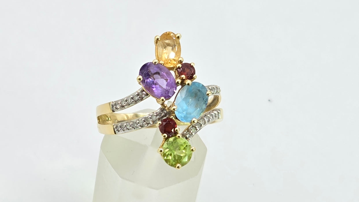 Vintage: 18ct Yellow Gold Multi-Gemstone Cocktail Ring — 2.71ct