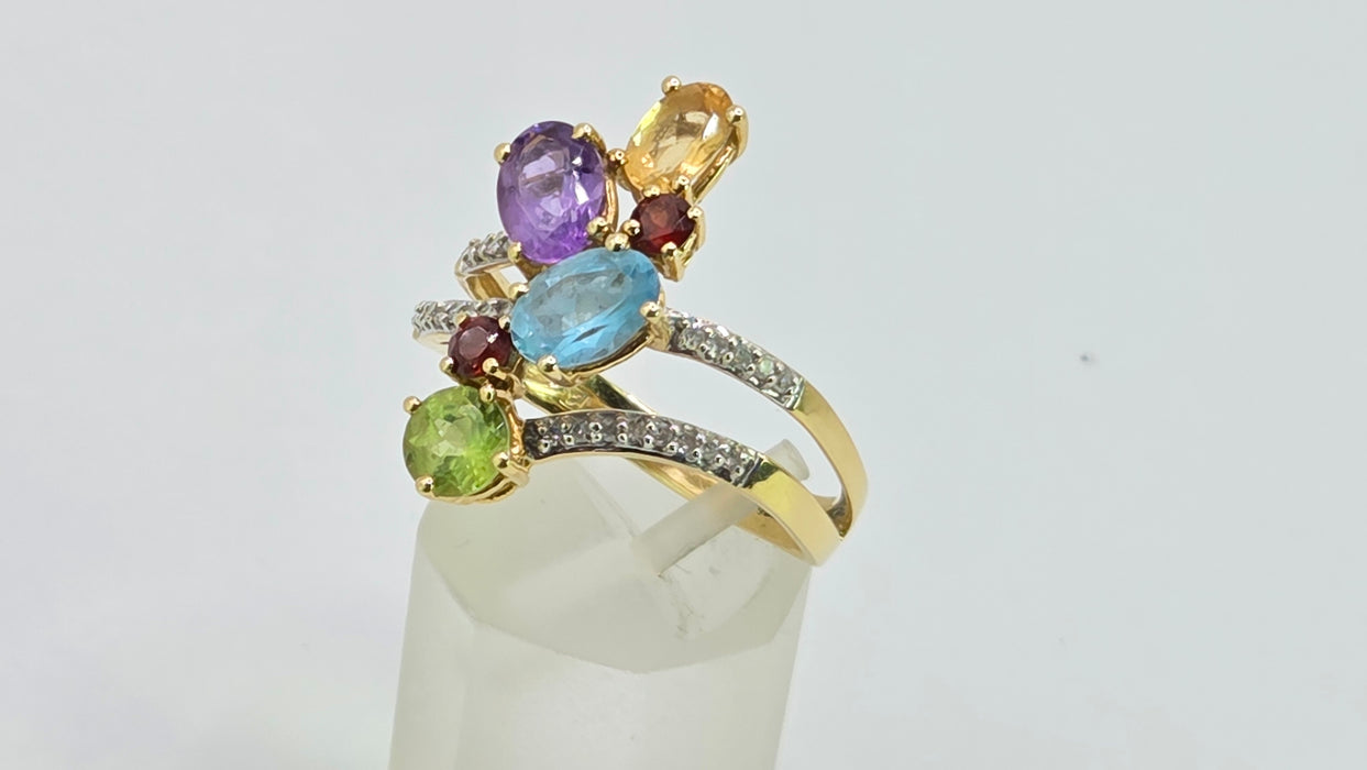 Vintage: 18ct Yellow Gold Multi-Gemstone Cocktail Ring — 2.71ct