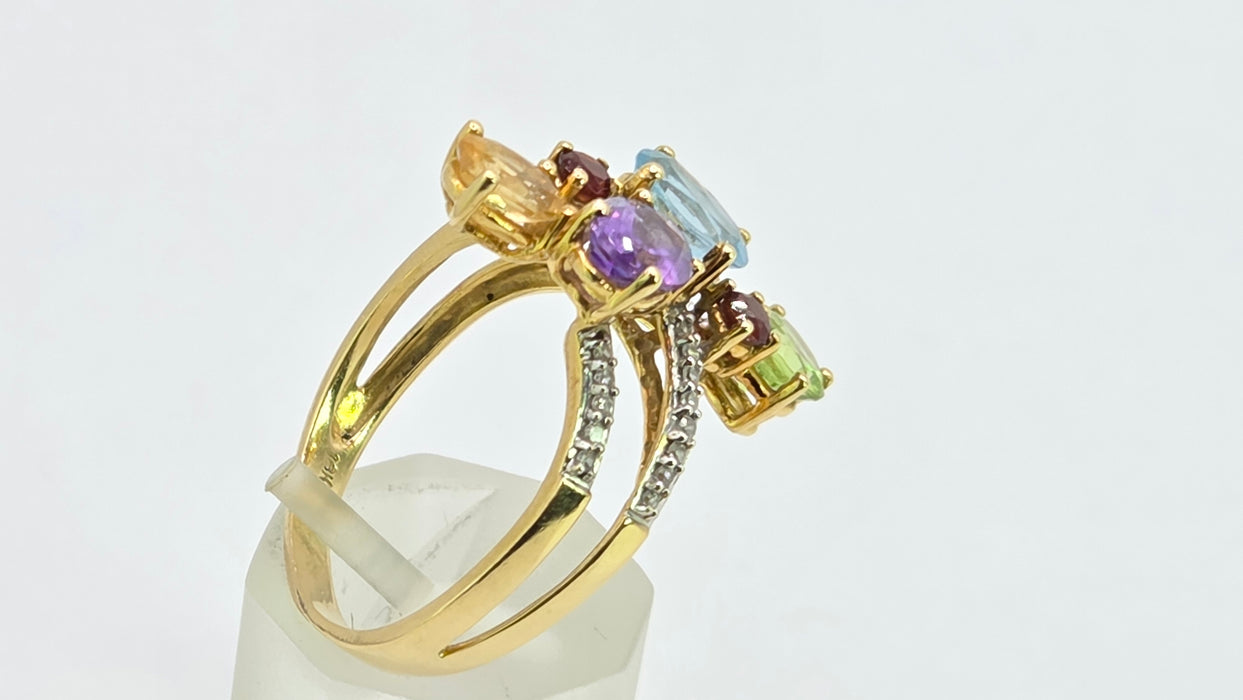 Vintage: 18ct Yellow Gold Multi-Gemstone Cocktail Ring — 2.71ct