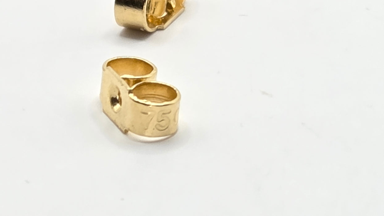 Vintage: 18ct Yellow Gold Ruby & Diamond Oval Cluster Stud Earrings — From 1995