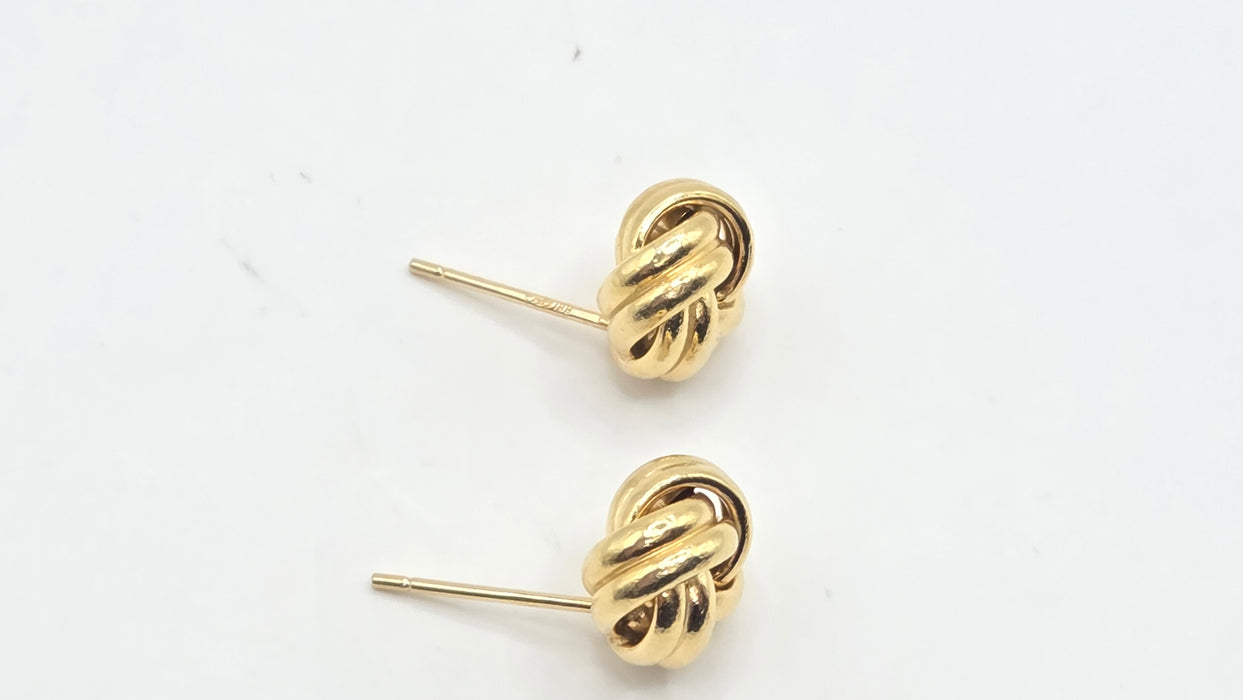 Vintage: 18ct Yellow Gold Love Knot Stud Earrings