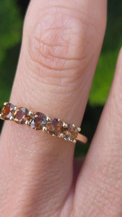 Vintage: 10ct Yellow Gold Smoky Quartz Stacker Half-Eternity Ring