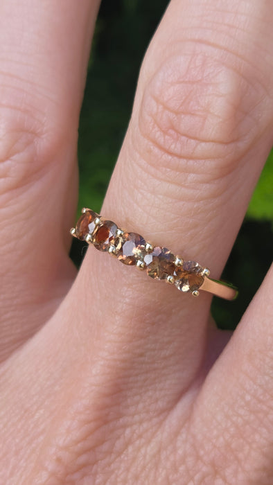 Vintage: 10ct Yellow Gold Smoky Quartz Stacker Half-Eternity Ring
