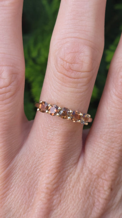 Vintage: 10ct Yellow Gold Smoky Quartz Stacker Half-Eternity Ring