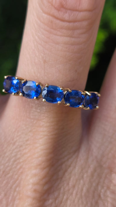 Vintage: 9ct Gold Sapphire Five-Stone Half Eternity Ring