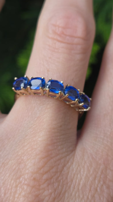 Vintage: 9ct Gold Sapphire Five-Stone Half Eternity Ring