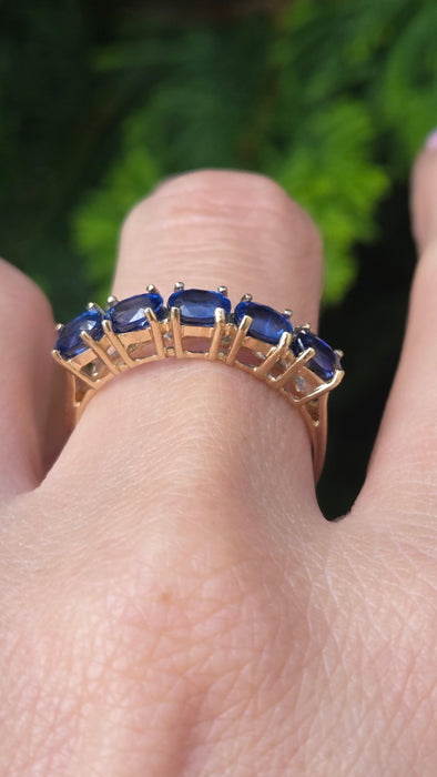 Vintage: 9ct Gold Sapphire Five-Stone Half Eternity Ring