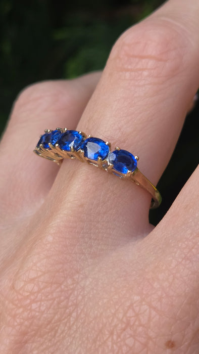 Vintage: 9ct Gold Sapphire Five-Stone Half Eternity Ring