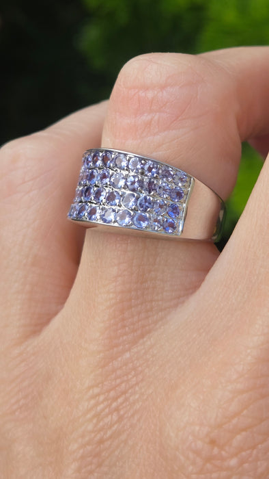 Vintage: 9ct White Gold 44 Tanzanite Pavé Dress Ring